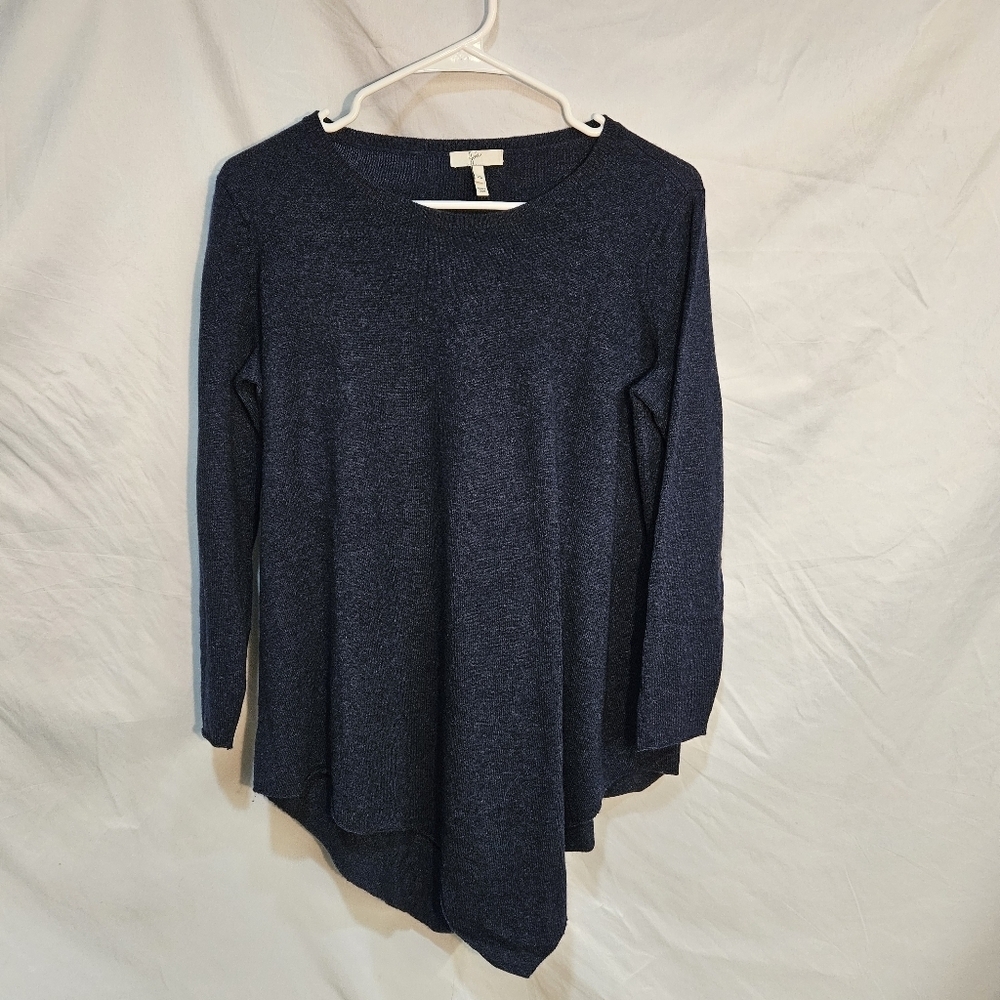 Soft Joie Womens Navy Crew Neck Asymmetric Long Sleeve Knit Top Pullover Size XS